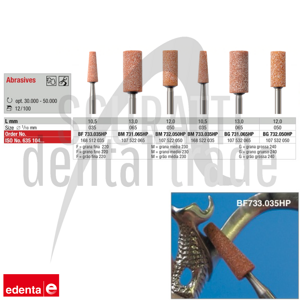 Corundum abrasive points for metal alloys and ceramics
