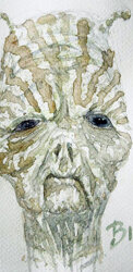  2009 Schizzo alieno a matita e acquerello