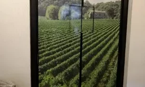 Porta con immagine di un vigneto stampata su di essa