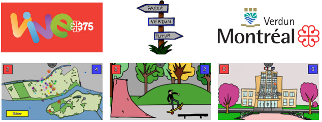visuels-promotionnels-dun-jeu-vidéo-éducatif-sur-verdun–montréal-avec-logos-partenaires-et-trois-captures-décran-du-jeu.---ludociel-montréal-canada.png