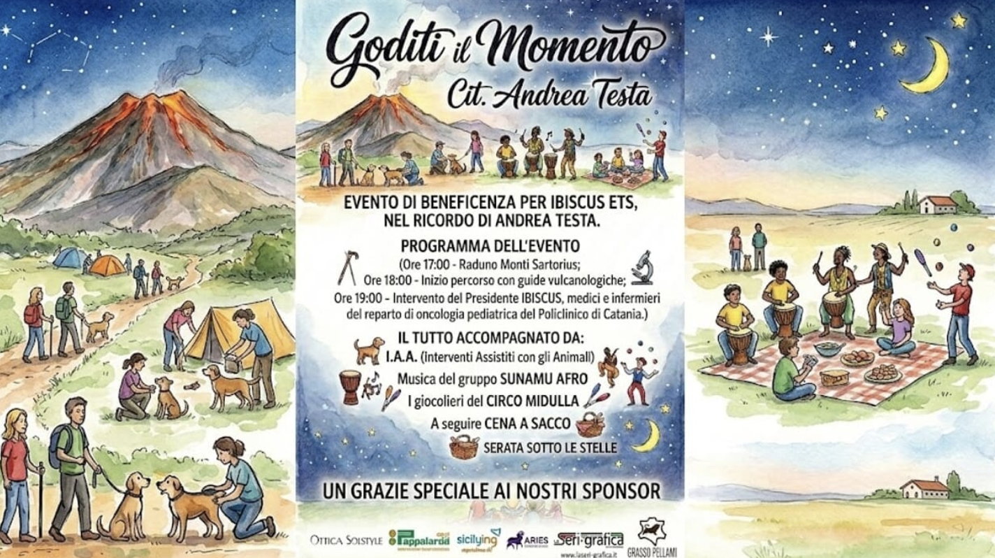 Goditi il Momento”, sull’Etna il ricordo di Andrea diventa speranza per i bambini di Ibiscus
