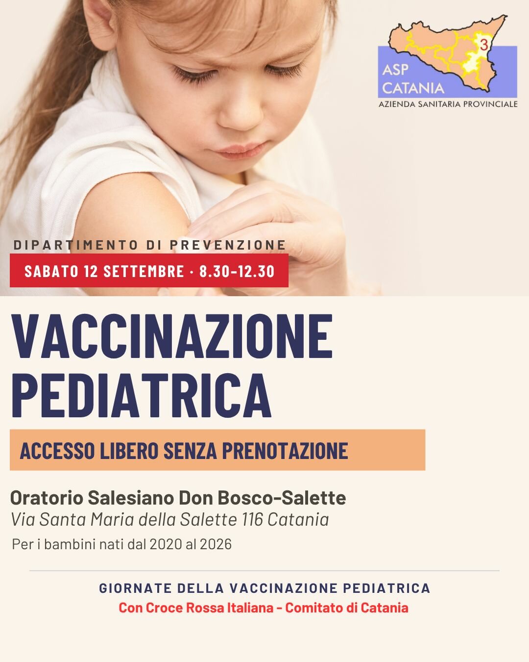 Vaccinazione pediatrica, oggi, sabato 12 settembre nuovo appuntamento all’Oratorio Salesiano Don Bosco-Salette