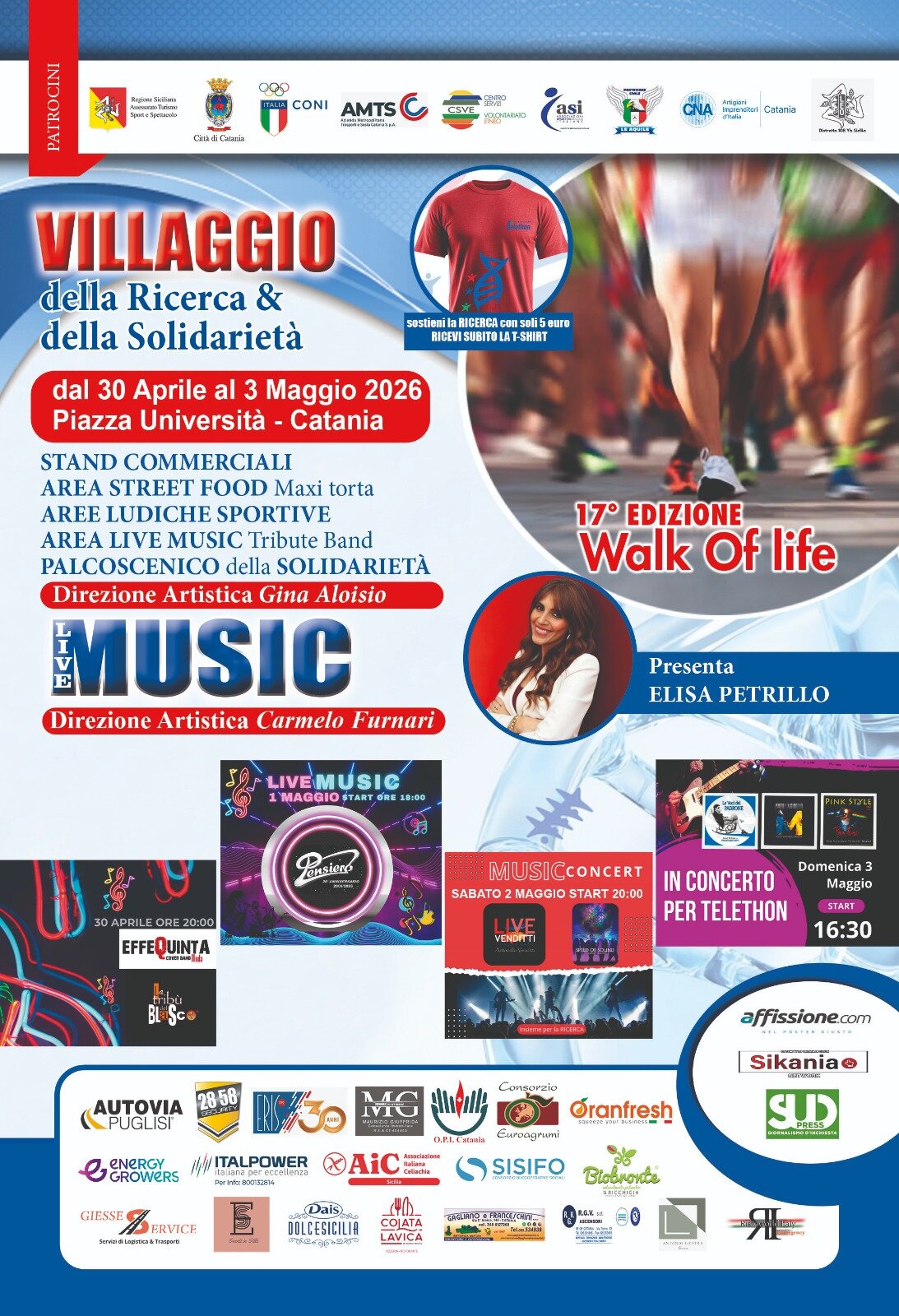 Tutto pronto per la Walk of Life Telethon: il 30 aprile alle 10:30 l’inaugurazione in piazza Università a Catania