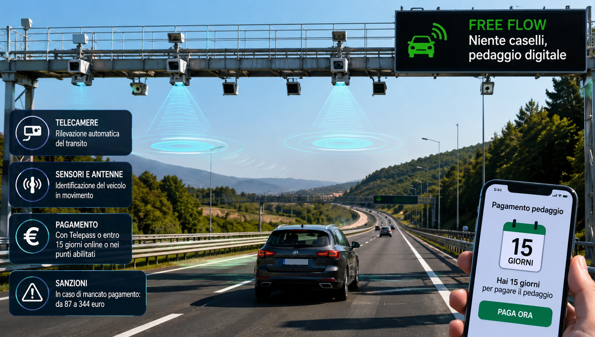 Free Flow, la tecnologia elimina i caselli: pedaggio invisibile e responsabilità dell’automobilista