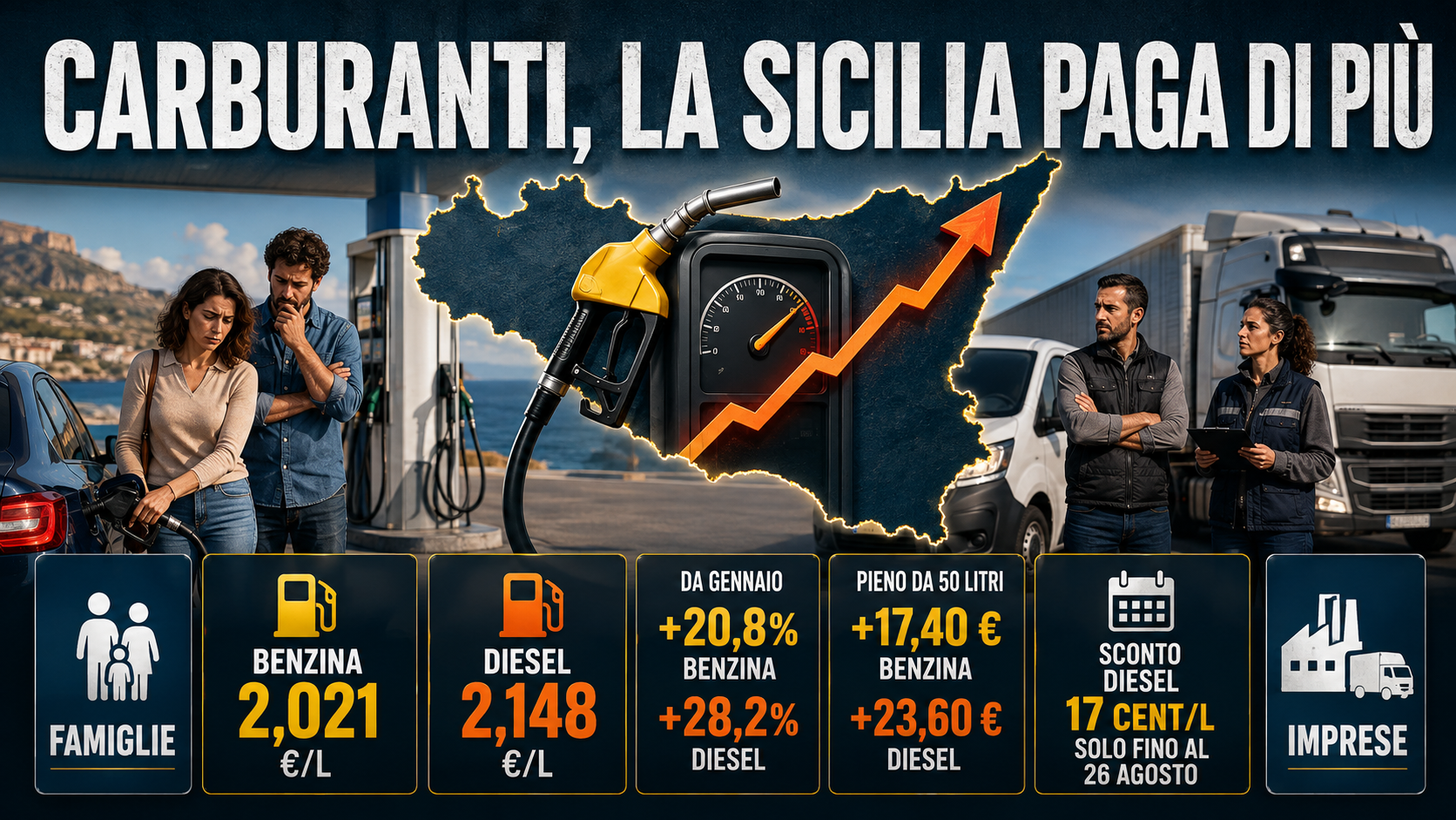 Carburanti in Sicilia, diesel a 2,148 euro: Giorgetti firma una proroga fiscale di sole 48 ore Carburanti in Sicilia, diesel a 2,148 euro: Giorgetti firma una proroga fiscale di sole 48 ore