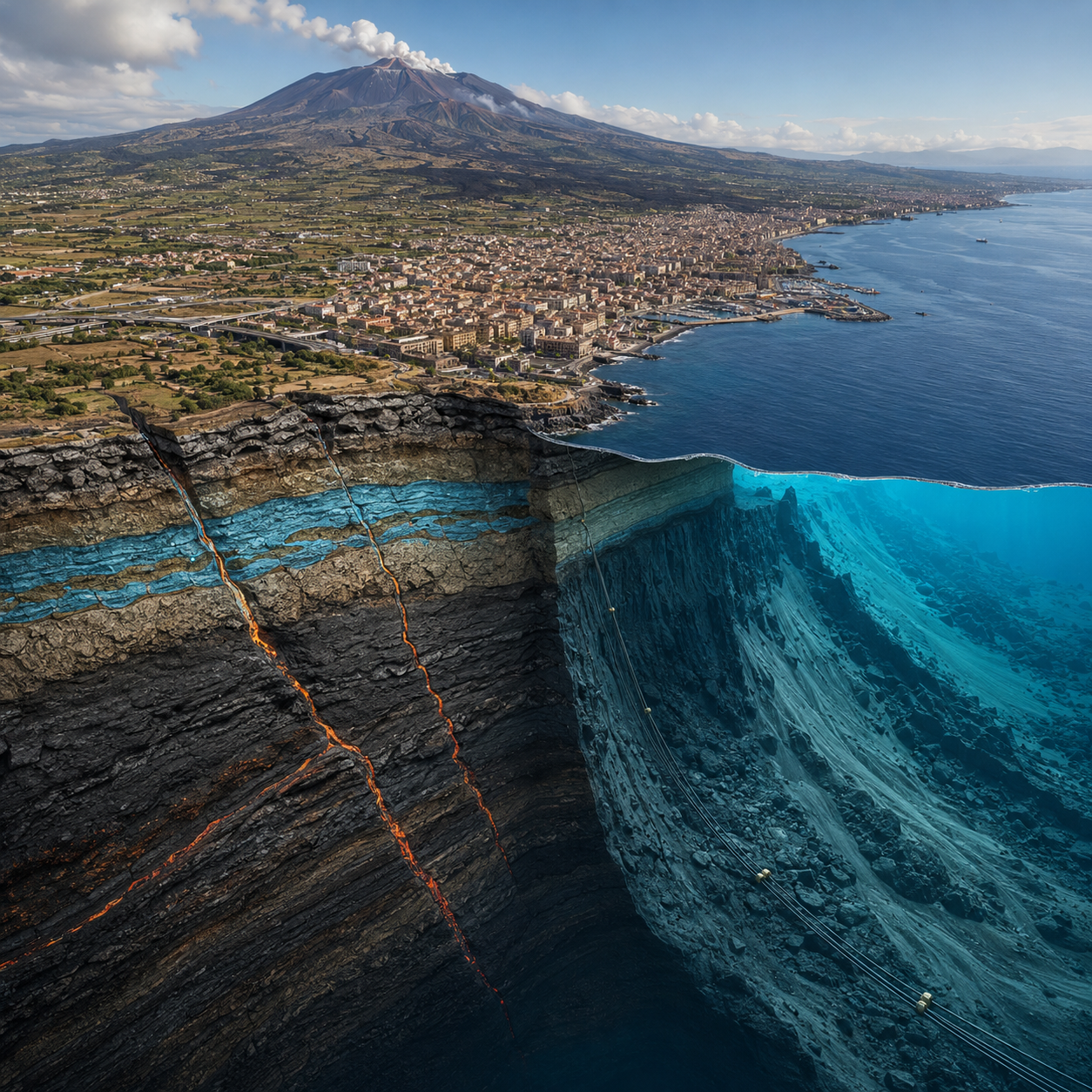 Il nodo e la roccia che trema, Catania prima dei cavi
