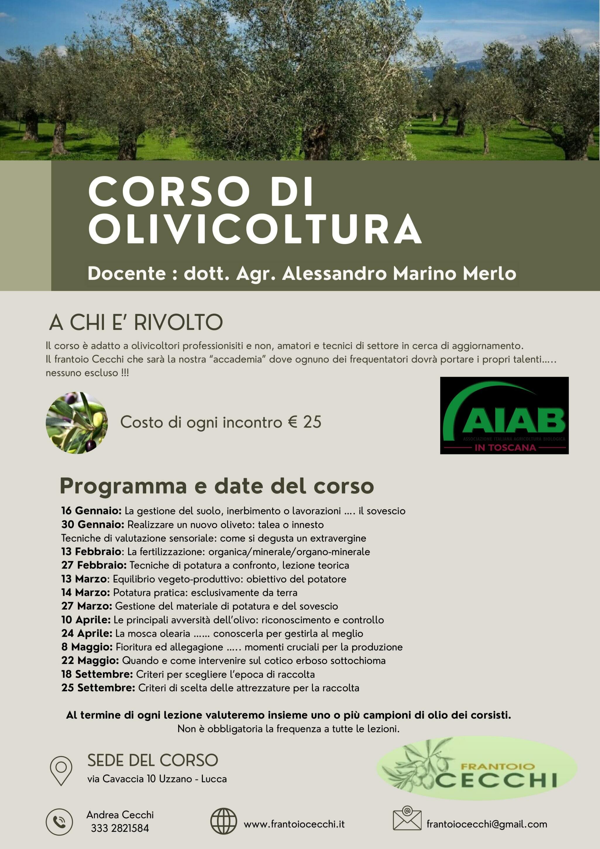 CORSO DI OLIVICOLTURA - Dott. Agr. Alessandro Marino Merlo