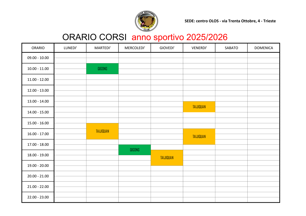 orario corsi bbc taijiquan - qigong 2026