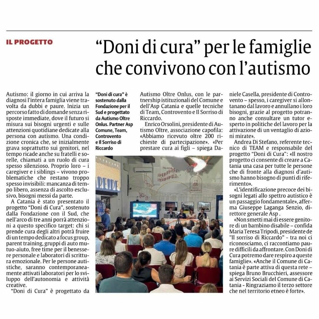&ldquo;Doni di Cura&rdquo;: Un Progetto di Supporto Concreto per le Famiglie che Vivono l&rsquo;Autismo