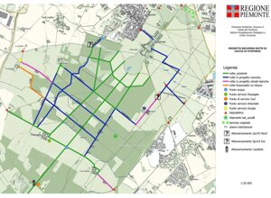 Mappa della rotta Stupinigi con percorsi e punti di servizio evidenziati