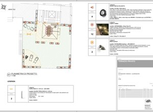 Planimetria di progetto per terrazzo con dettagli sull'illuminazione a LED.