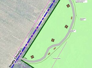 Mappa di un parco pubblico con sentieri, panchine e staccionate nella rotta Stupinigi Mappa di un parco pubblico con sentieri, panchine e staccionate nella rotta Stupinigi