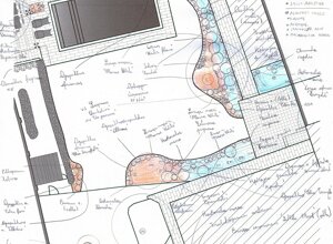 Progettazione giardino privato con piscina e idrangee a Udine