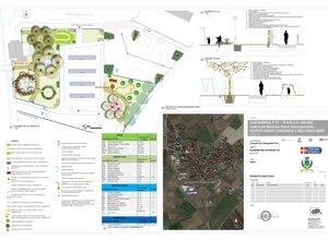 Progettazione del parco pubblico smart a Castagnole con planimetria e prospetti