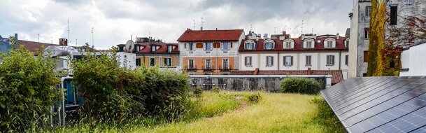 Bicubo Verde pensile Milano Copertura uffici Scania Finance Italy a Milano. Anno 2002