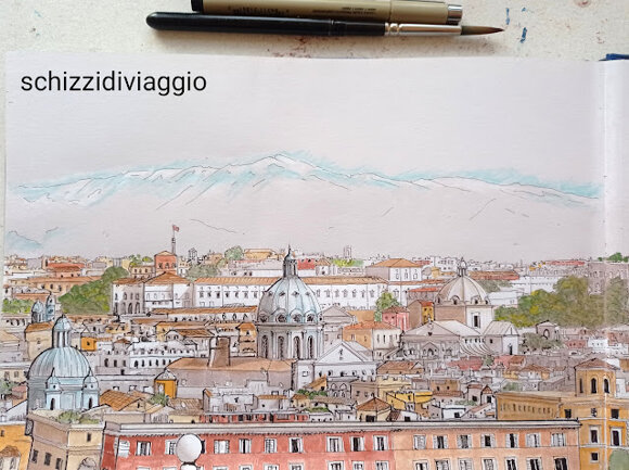 Vista di Roma dal Pincio disegno