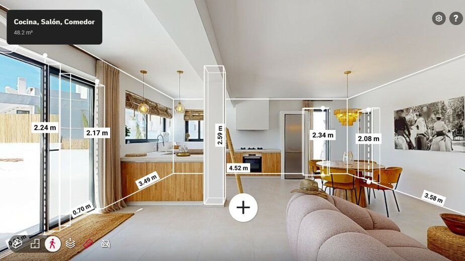 Tour virtual 360 de vivienda con mediciones para marketing de propiedades mediante :contentReference[oaicite:0]{index=0}