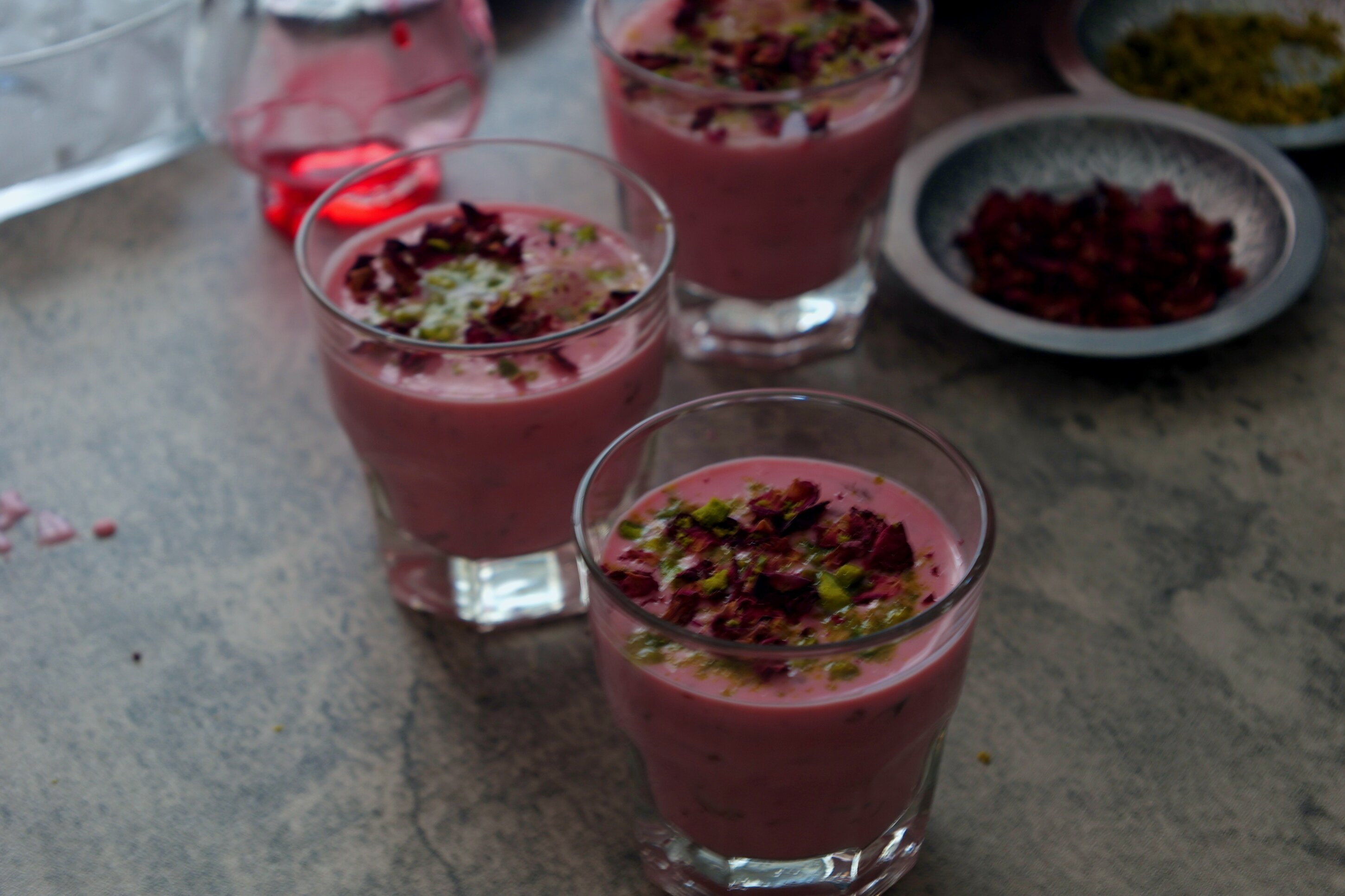 Rose Lassi - Indian yogurt drink with rose flavor