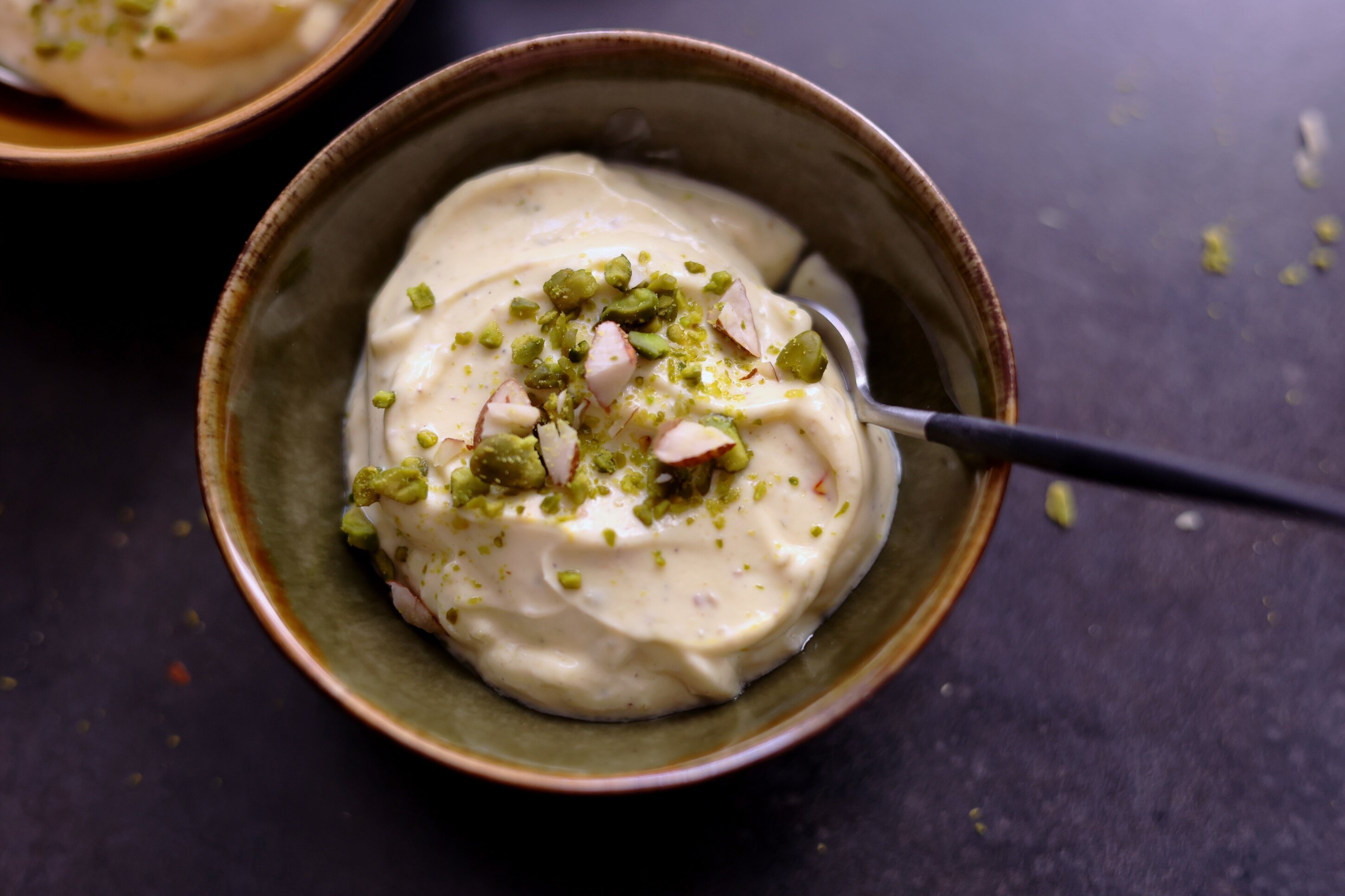 Kesar Elaichi Shrikhand - Yogurt dessert with distinctive spices such as cardamom and saffron
