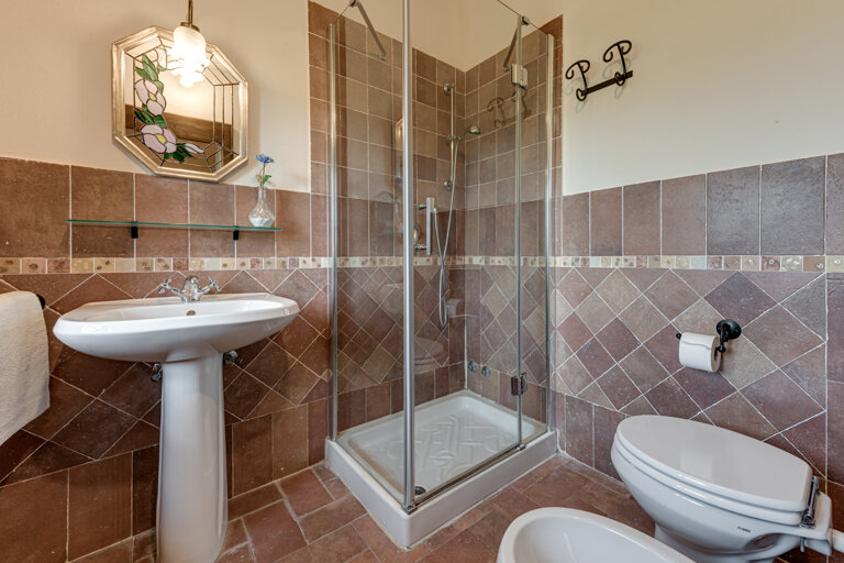 Modern private bathroom facilities preserving authenticity