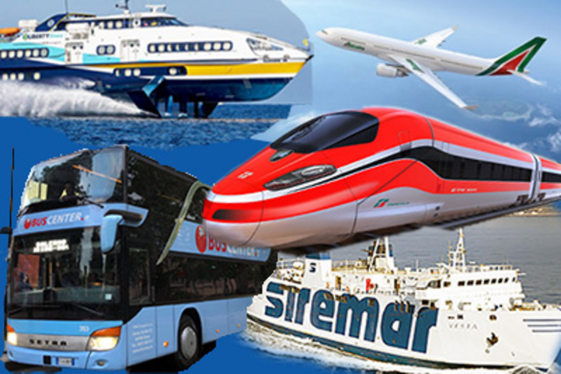 Isole Egadi: come arrivare - Foto collage di messi di trasporto Isole Egadi - come arrivare.