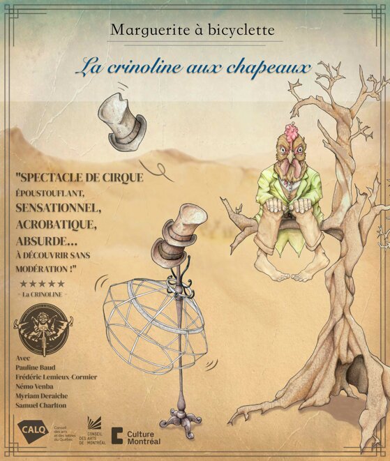 Affiche du spectacle de cirque La crinoline aux chapeaux