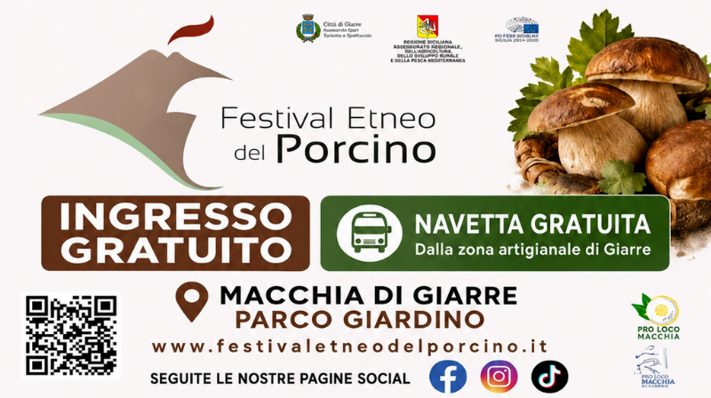 Festival Etneo del Porcino 2026: il 19, 20, 26 e 27 Settembre quattro giornate tra gusto, eccellenze siciliane, spettacoli e grandi novità