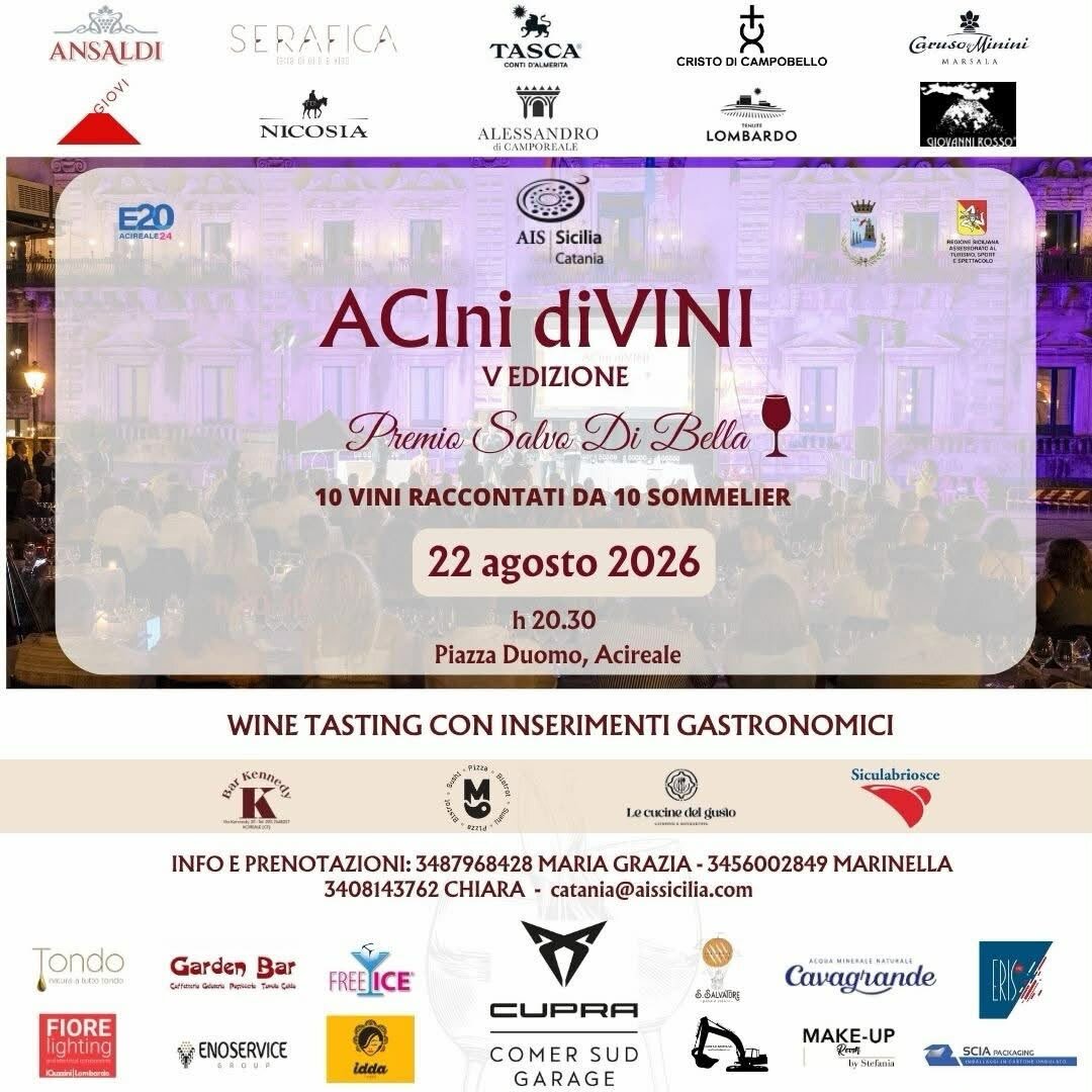 &ldquo;ACIni di VINI&rdquo; torna ad Acireale: dieci etichette raccontate da dieci sommelier nel cuore della citt&agrave;