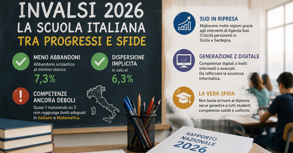 Invalsi 2026: dispersione al minimo, ma sulle competenze la Sicilia è ancora indietro Invalsi 2026: dispersione al minimo, ma sulle competenze la Sicilia è ancora indietro
