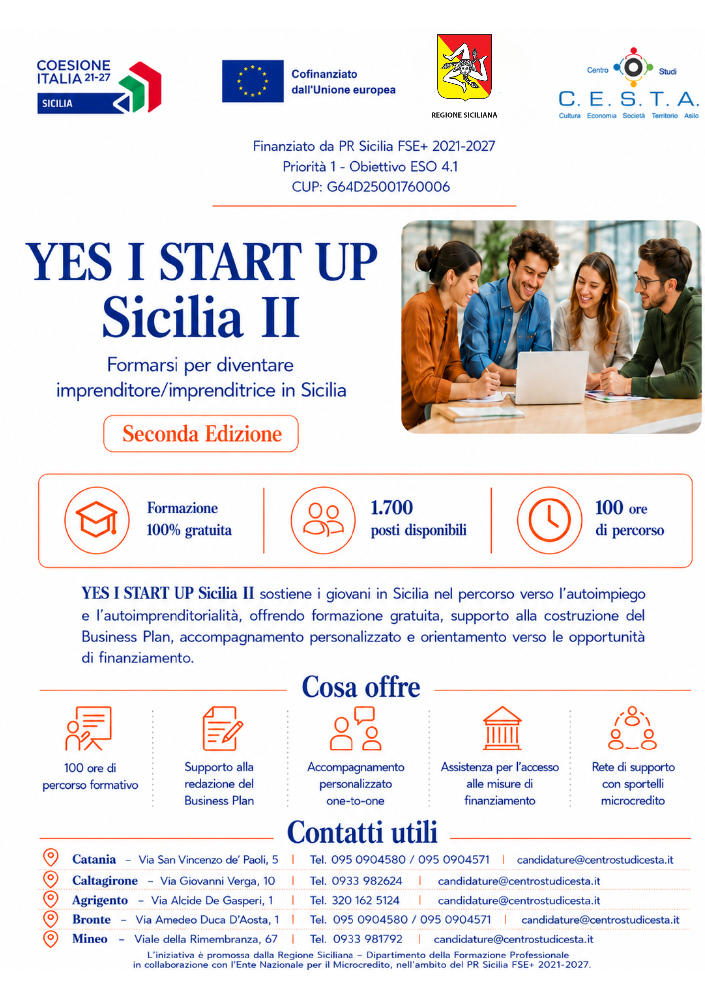 YES I START UP Sicilia II – Seconda Edizione. Formazione gratuita per diventare imprenditori in Sicilia