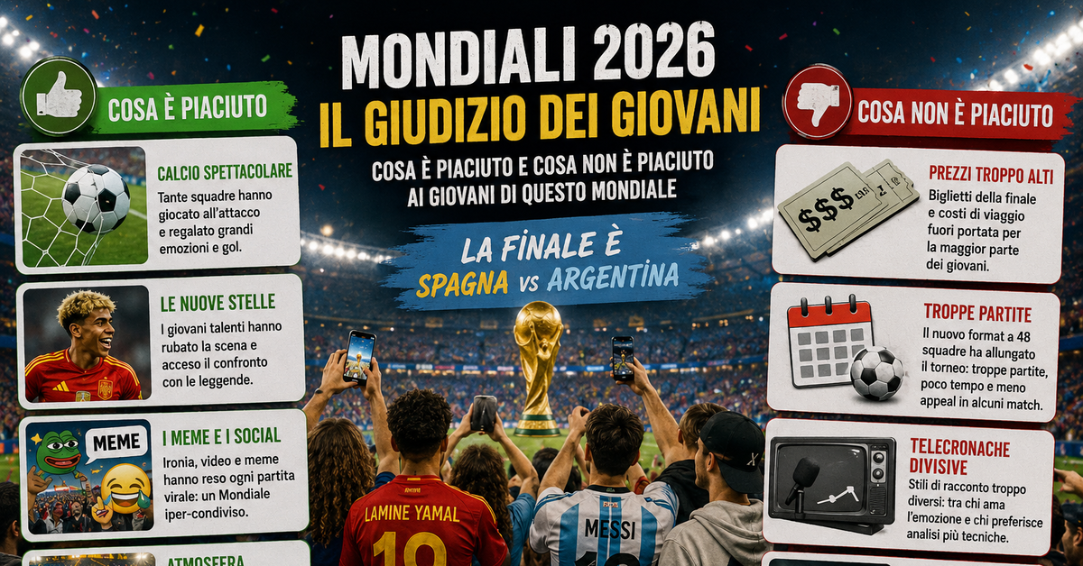 Terminano i Mondiali 2026: cosa è piaciuto e cosa non ha convinto i ragazzi? Terminano i Mondiali 2026: cosa è piaciuto e cosa non ha convinto i ragazzi?