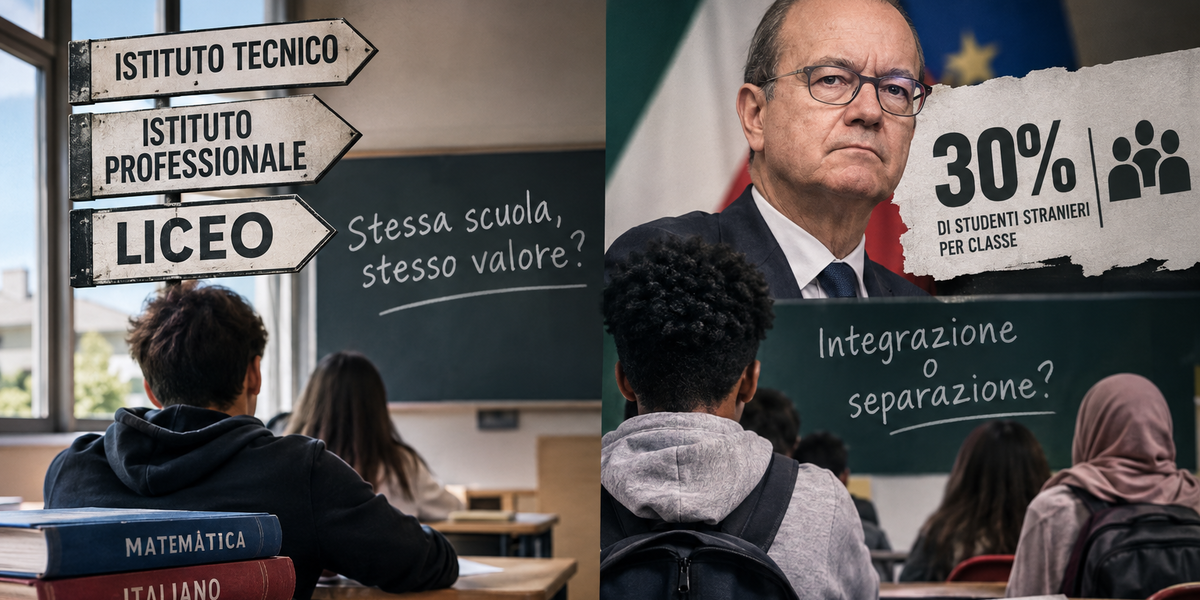 Valditara annuncia altre modifiche: Tecnici e Professionali diventano Licei e limite per gli stranieri in classe Valditara annuncia altre modifiche: Tecnici e Professionali diventano Licei e limite per gli stranieri in classe