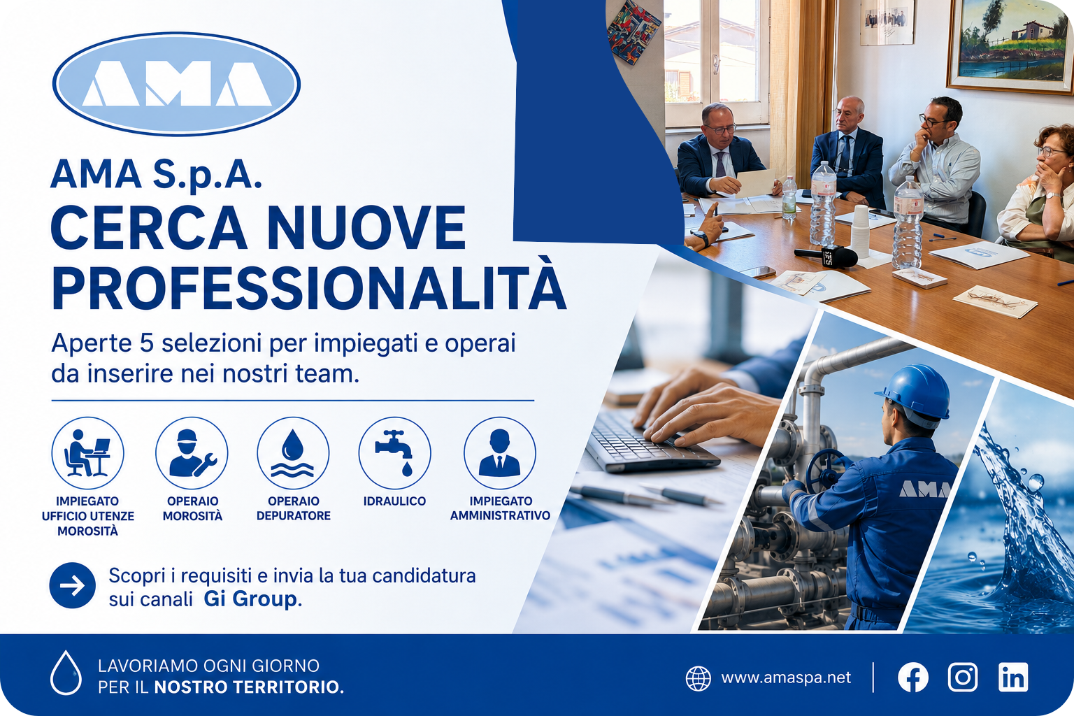 AMA S.p.A. ricerca figure professionali: aperte cinque selezioni