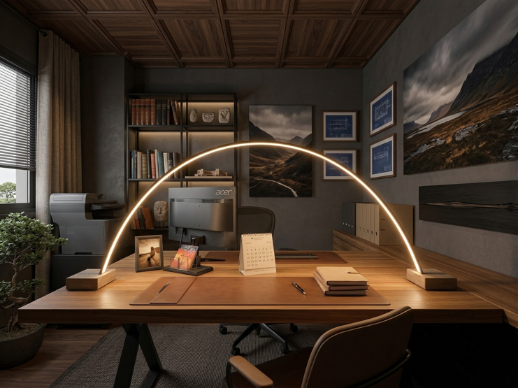 lampada da scrivania led moderna arco cemento