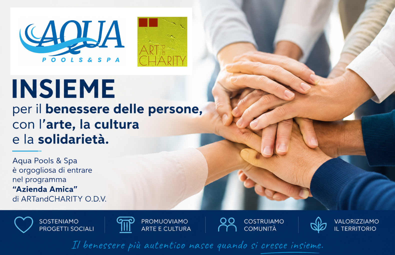 Aqua Pools & Spa entra nel programma “Azienda Amica” di ARTandCHARITY O.D.V.