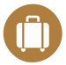icône de valise sur badge doré icône de valise sur badge doré