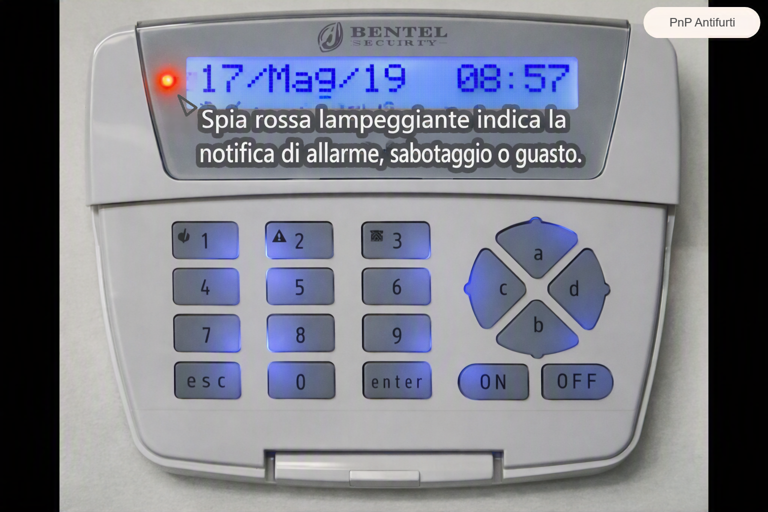 rimuovere-rapidamente-le-notifiche-di-allarme-sabotaggio-e-guasto-da-tastiera-lcd-bentel-absoluta.png Tastiera Bentel Absoluta con spia rossa lampeggiante che segnala allarme, sabotaggio o guasto