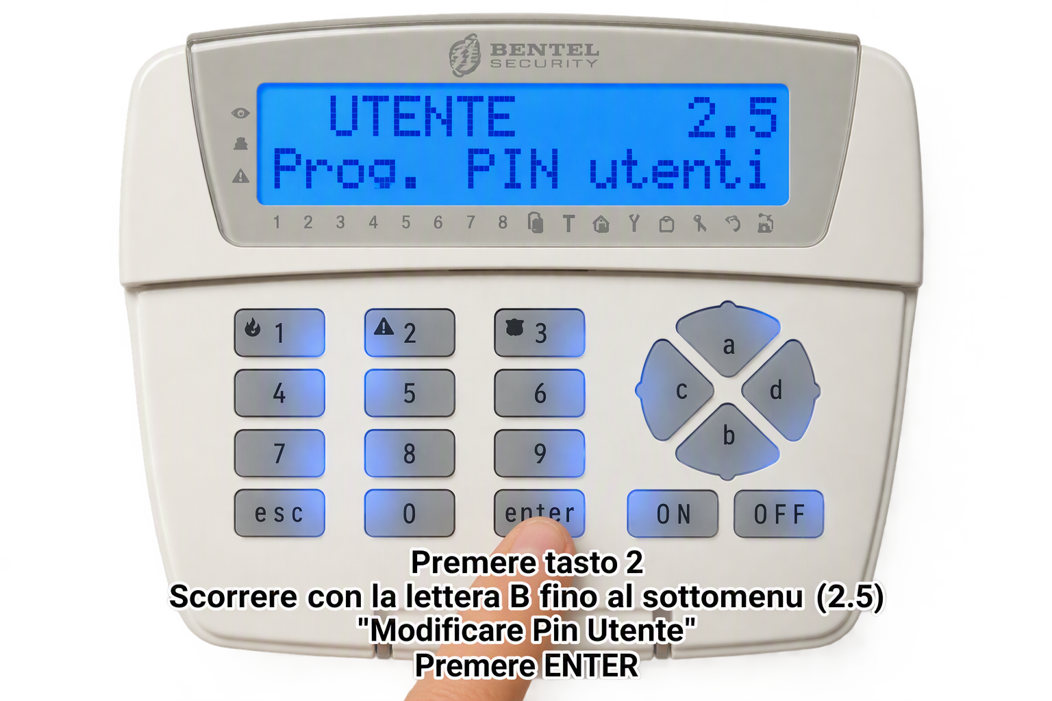 Modificare il PIN utente dalla tastiera LCD Bentel Absoluta