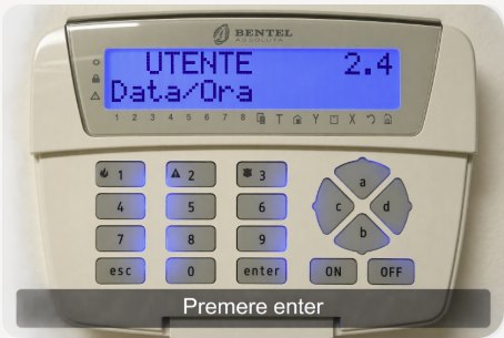 Modifica data e ora tastiera antifurto Bentel Absoluta