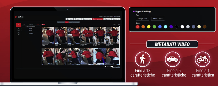 Analisi AI Safire Smart con filtraggio per colore, abbigliamento e metadati avanzati