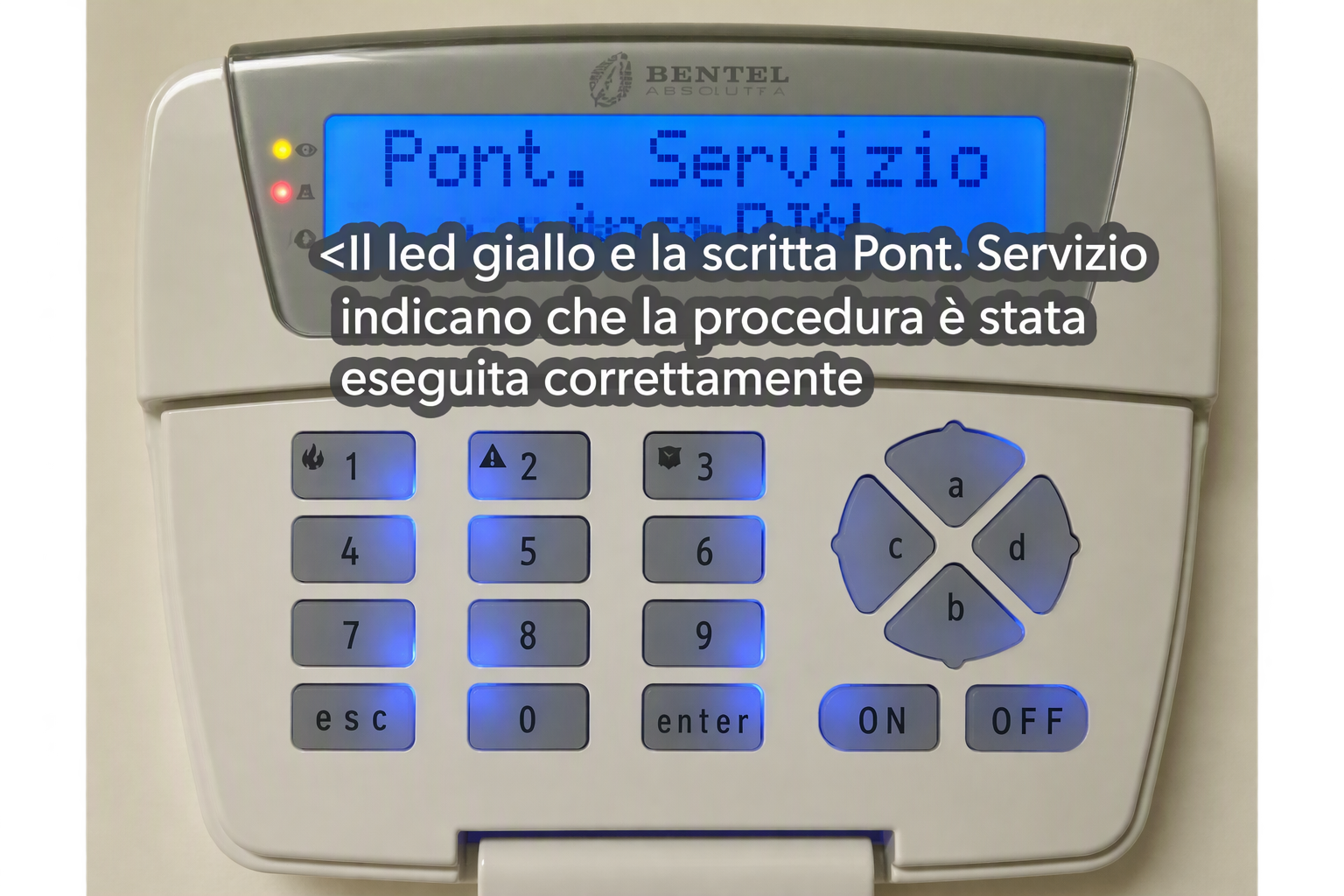 Blocco l'allarme in caso di emergenza da tastiera Bentel Absoluta