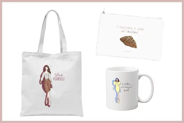 Borse, tazze, posters con adorabili illustrazioni Borse, tazze, posters con adorabili illustrazioni