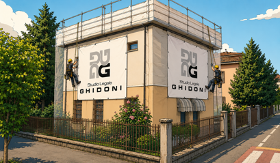 casa cantiere con logo studio legale ghidoni avvocati modena e ravenna