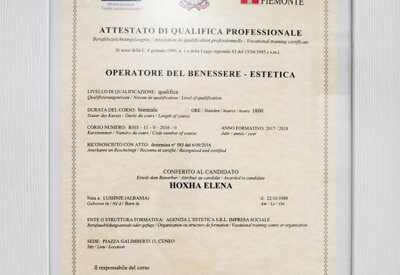 attestato per l'abilitazione alla professione di operatore del benessere
