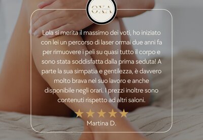 recensione a cinque stelle dell'estetista Oxa di Cuneo