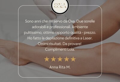 recensione a cinque stelle dell'estetista Oxa di Cuneo