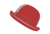 Illustration d'un chapeau melon rouge avec ruban gris Illustration d'un chapeau melon rouge avec ruban gris
