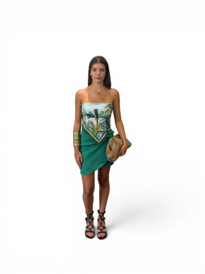 top-foulard-stampa-tropicale-verde-tensione-in