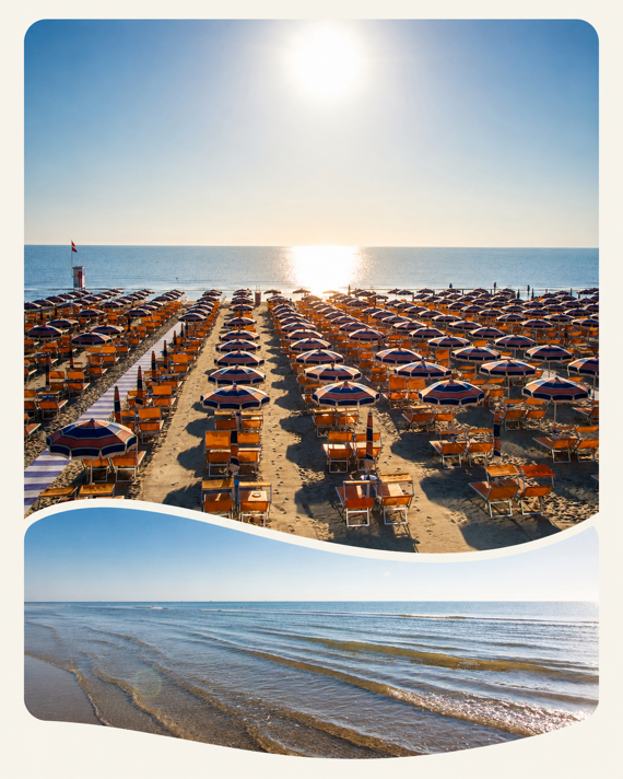 Spiaggia e mare del Bagno Anna 95 a Pinarella di Cervia Spiaggia e mare del Bagno Anna 95 a Pinarella di Cervia