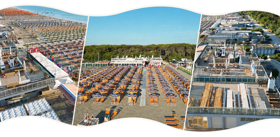 Spiaggia attrezzata del Bagno Anna 95 a Pinarella di Cervia e Terrazza